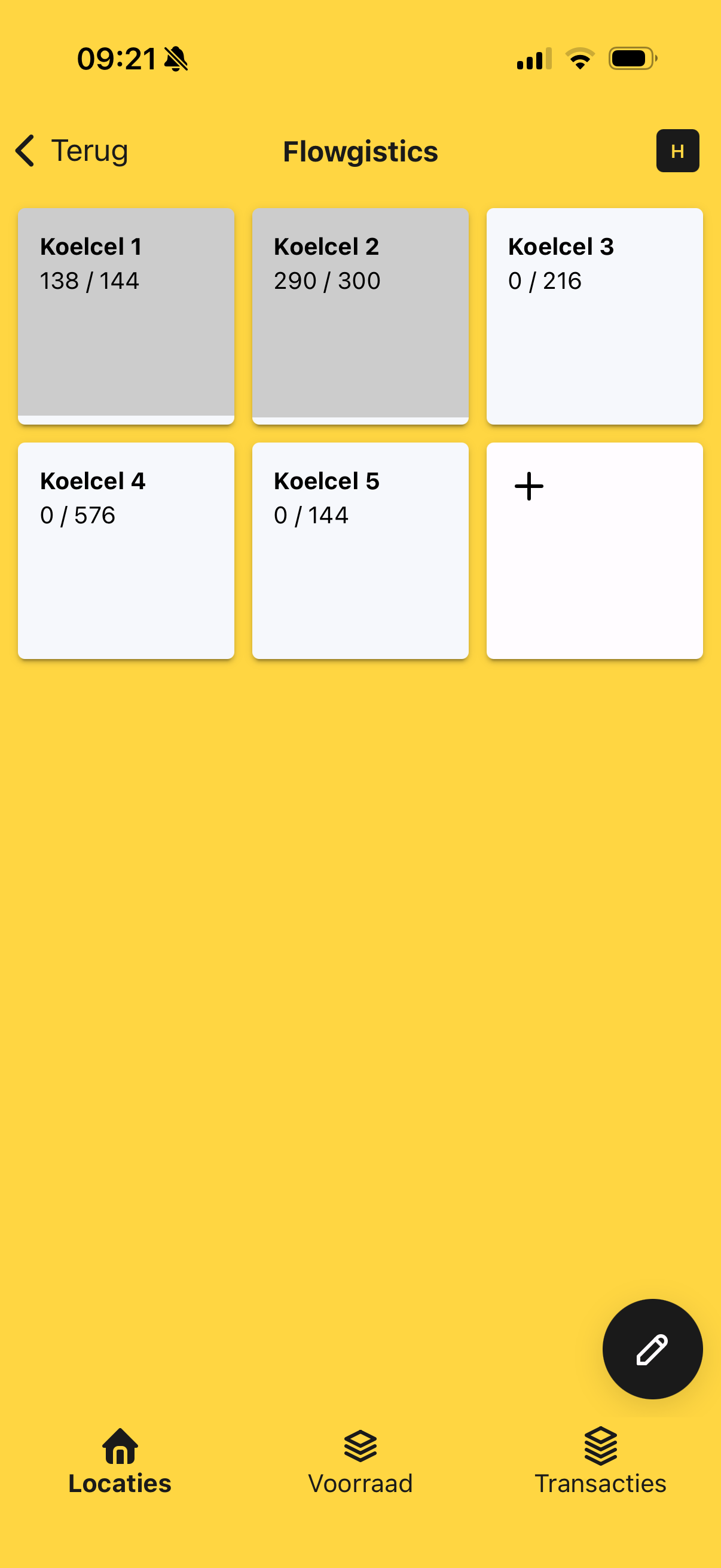 Koelcellenoverzicht in HeyStack